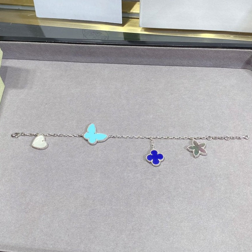 ˇGilded EraˇLUCKY SPRING SILVER BRACELET 4 MOTIF
