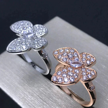 ˇGilded EraˇBUTTERFLY PINK GOLD DIAMOND RING