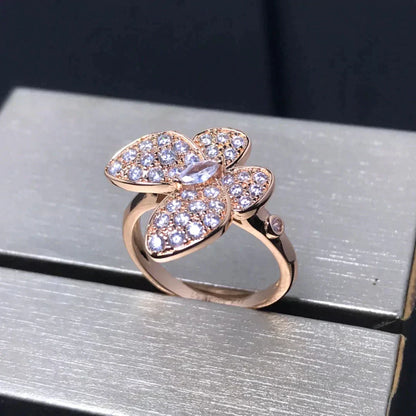 ˇGilded EraˇBUTTERFLY PINK GOLD DIAMOND RING