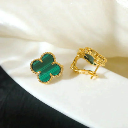 ˇGilded EraˇCLOVER MEDIUM 1 MOTIFS MALACHITE  EARRINGS