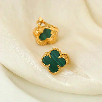 ˇGilded EraˇCLOVER MEDIUM 1 MOTIFS MALACHITE  EARRINGS