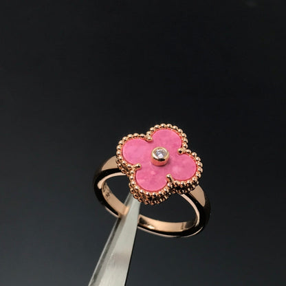 ˇGilded EraˇCLOVER RHODONITE ROSE GOLD RING