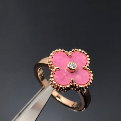 ˇGilded EraˇCLOVER RHODONITE ROSE GOLD RING