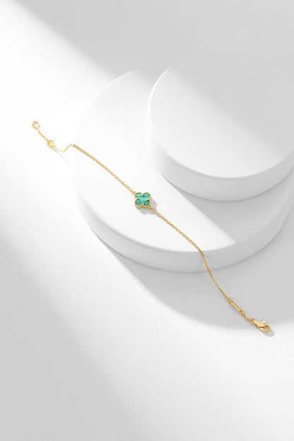 ˇGilded EraˇCLOVER BRACELET MALACHITE 1 MOTIF