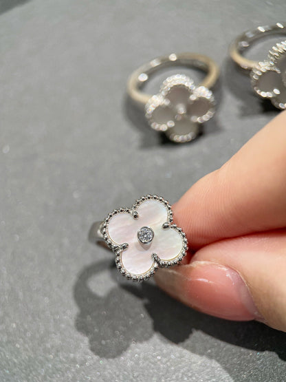 ˇGilded EraˇCLOVER SILVER MOP DIAMOND RING