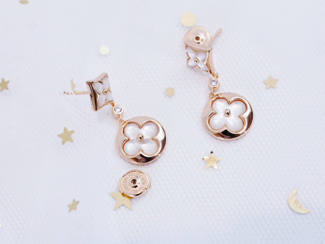 ˇGilded EraˇSTAR AND SUN PINK GOLD MOP DROP EARRINGS