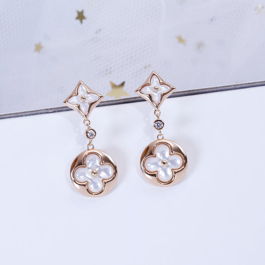 ˇGilded EraˇSTAR AND SUN PINK GOLD MOP DROP EARRINGS