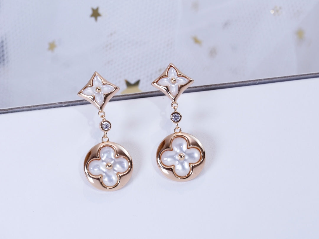 ˇGilded EraˇSTAR AND SUN PINK GOLD MOP DROP EARRINGS