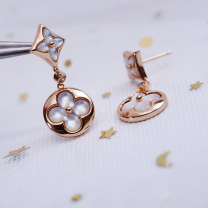 ˇGilded EraˇSTAR AND SUN PINK GOLD MOP DROP EARRINGS