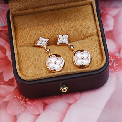 ˇGilded EraˇSTAR AND SUN PINK GOLD MOP DROP EARRINGS