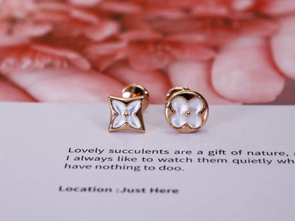 ˇGilded EraˇSTAR AND SUN PINK GOLD MOP STUD EARRINGS