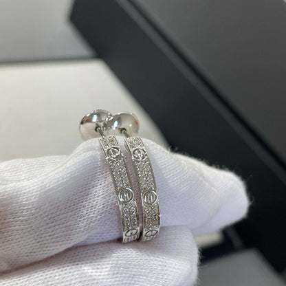 ˇGilded EraˇLOVE DIAMOND SILVER HOOP EARRINGS