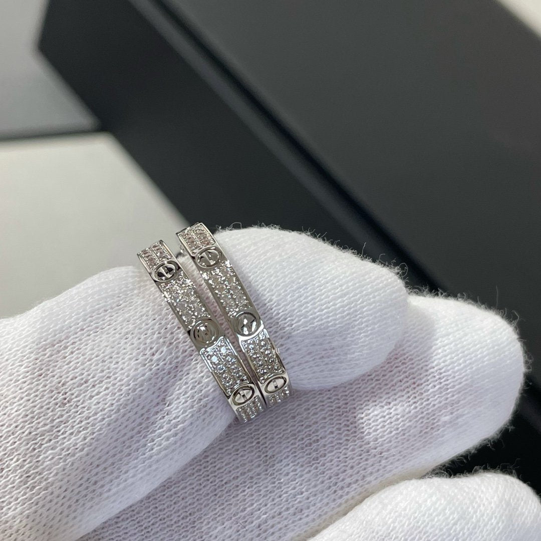 ˇGilded EraˇLOVE DIAMOND SILVER HOOP EARRINGS