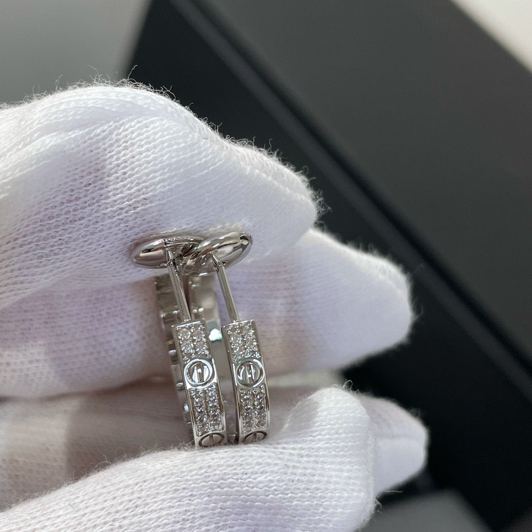 ˇGilded EraˇLOVE DIAMOND SILVER HOOP EARRINGS