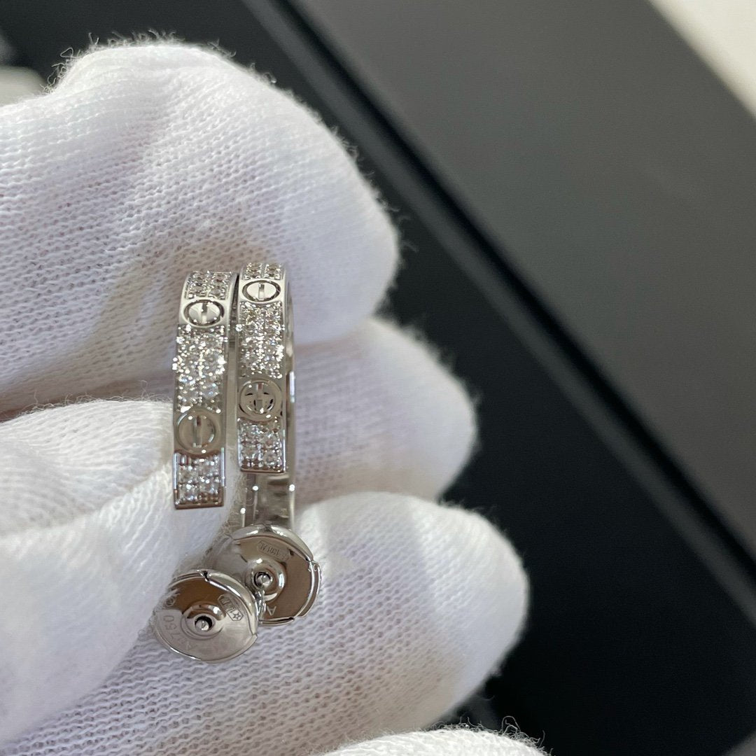 ˇGilded EraˇLOVE DIAMOND SILVER HOOP EARRINGS