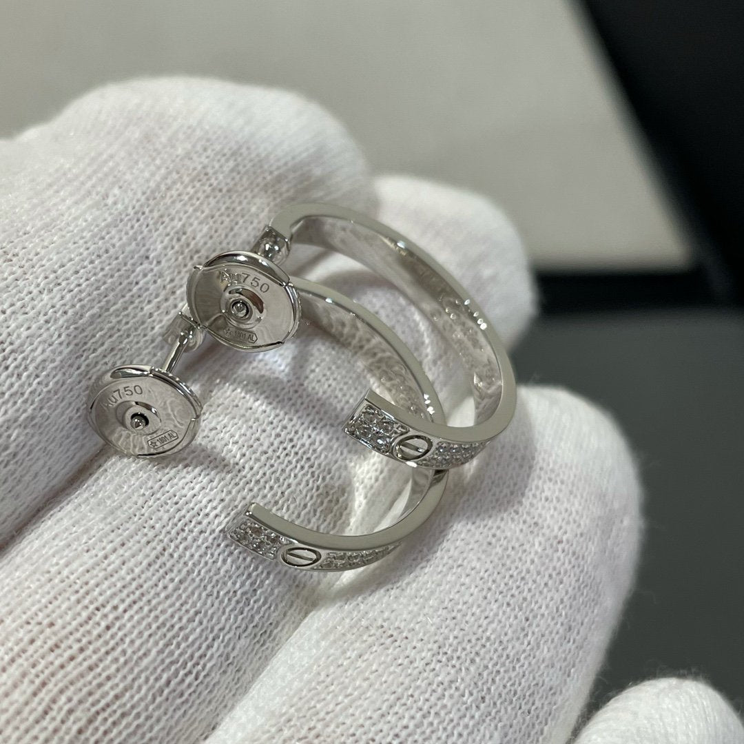 ˇGilded EraˇLOVE DIAMOND SILVER HOOP EARRINGS