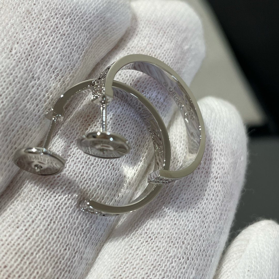 ˇGilded EraˇLOVE DIAMOND SILVER HOOP EARRINGS