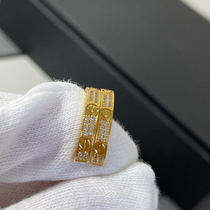ˇGilded EraˇLOVE DIAMOND GOLD HOOP EARRINGS