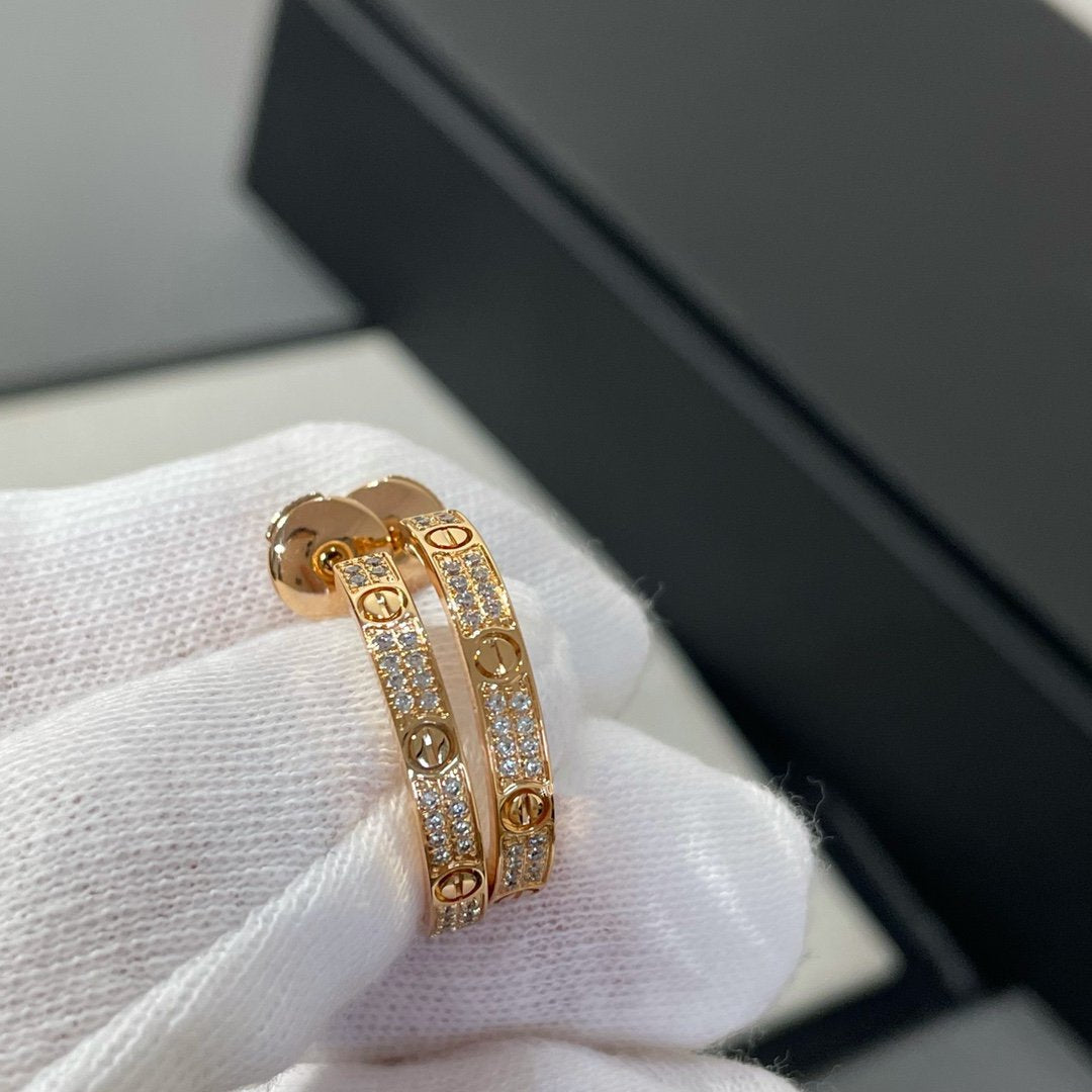 ˇGilded EraˇLOVE DIAMOND PINK GOLD HOOP EARRINGS