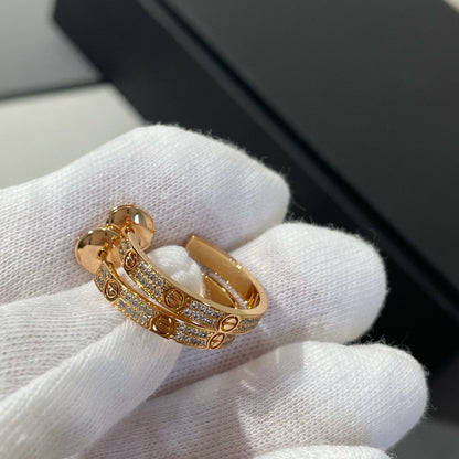 ˇGilded EraˇLOVE DIAMOND PINK GOLD HOOP EARRINGS