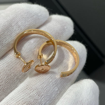 ˇGilded EraˇLOVE DIAMOND PINK GOLD HOOP EARRINGS