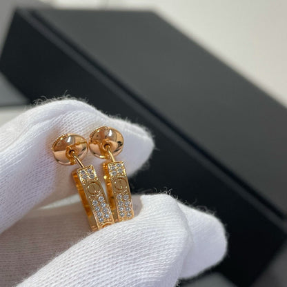 ˇGilded EraˇLOVE DIAMOND PINK GOLD HOOP EARRINGS