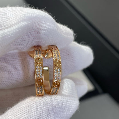 ˇGilded EraˇLOVE DIAMOND PINK GOLD HOOP EARRINGS