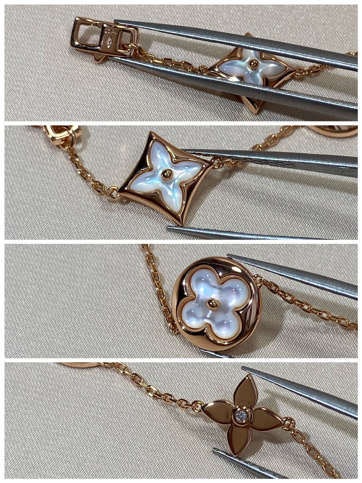 ˇGilded EraˇSTAR AND SUN 5 MOTIF MOP PINK GOLD BRACELET