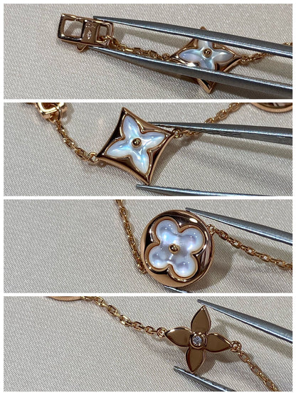 ˇGilded EraˇSTAR AND SUN 5 MOTIF MOP PINK GOLD BRACELET