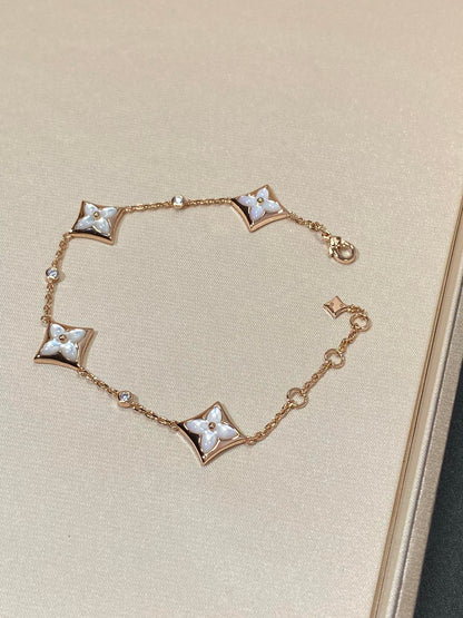 ˇGilded EraˇSTAR 4 MOTIF MOP DIAMOND PINK GOLD BRACELET