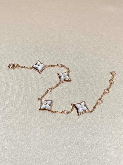 ˇGilded EraˇSTAR 4 MOTIF MOP DIAMOND PINK GOLD BRACELET