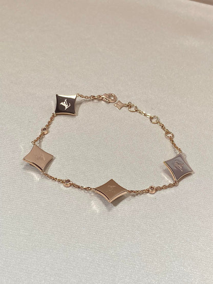 ˇGilded EraˇSTAR 4 MOTIF MOP DIAMOND PINK GOLD BRACELET