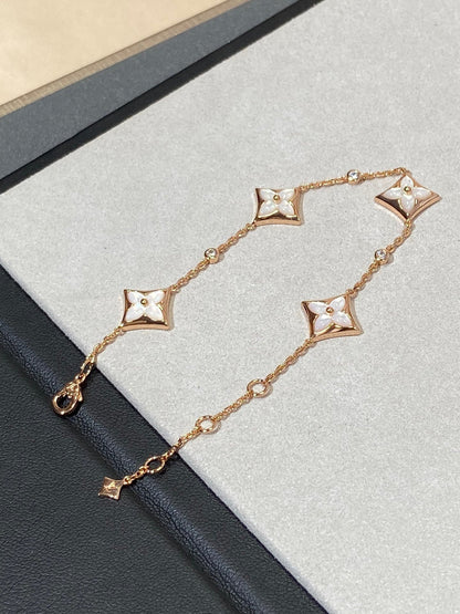 ˇGilded EraˇSTAR 4 MOTIF MOP DIAMOND PINK GOLD BRACELET