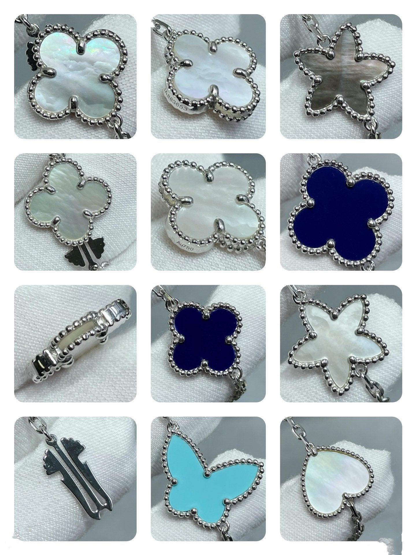 ˇGilded EraˇLUCKY CLOVER SILVER 11 MOTIF NECKLACE