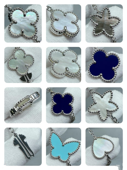ˇGilded EraˇLUCKY CLOVER SILVER 11 MOTIF NECKLACE