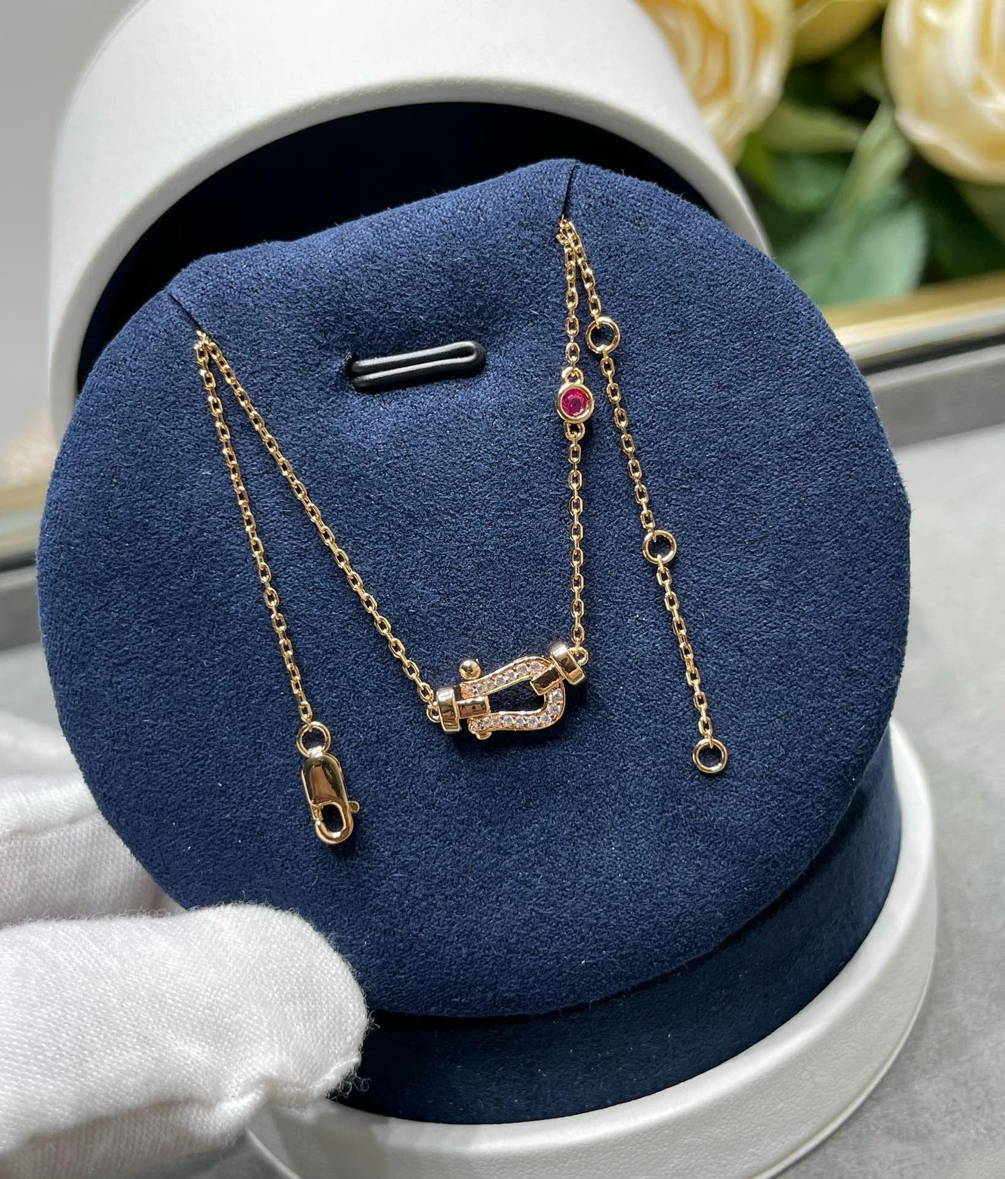 ˇGilded EraˇFORCE 10 DIAMOND PINK GOLD NECKLACE