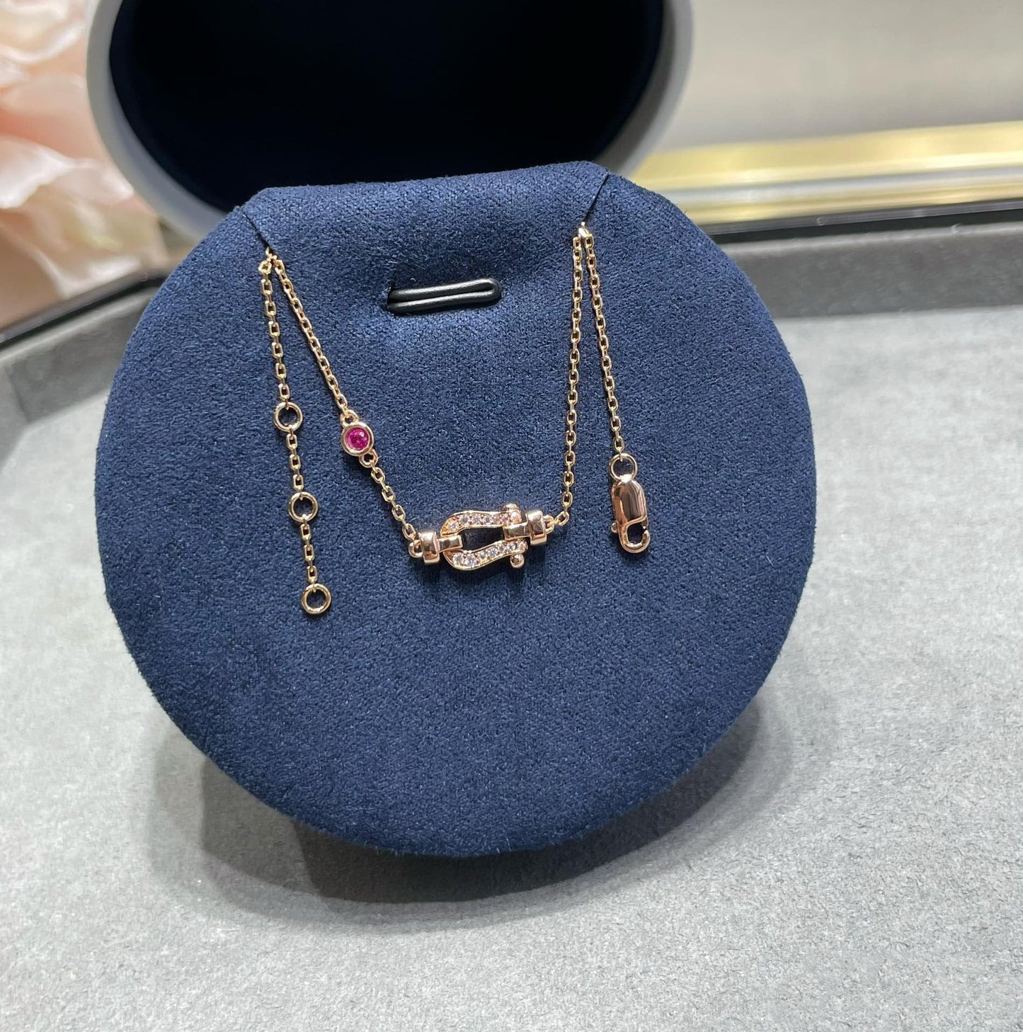 ˇGilded EraˇFORCE 10 DIAMOND CHAIN LINK PINK GOLD BRACELET