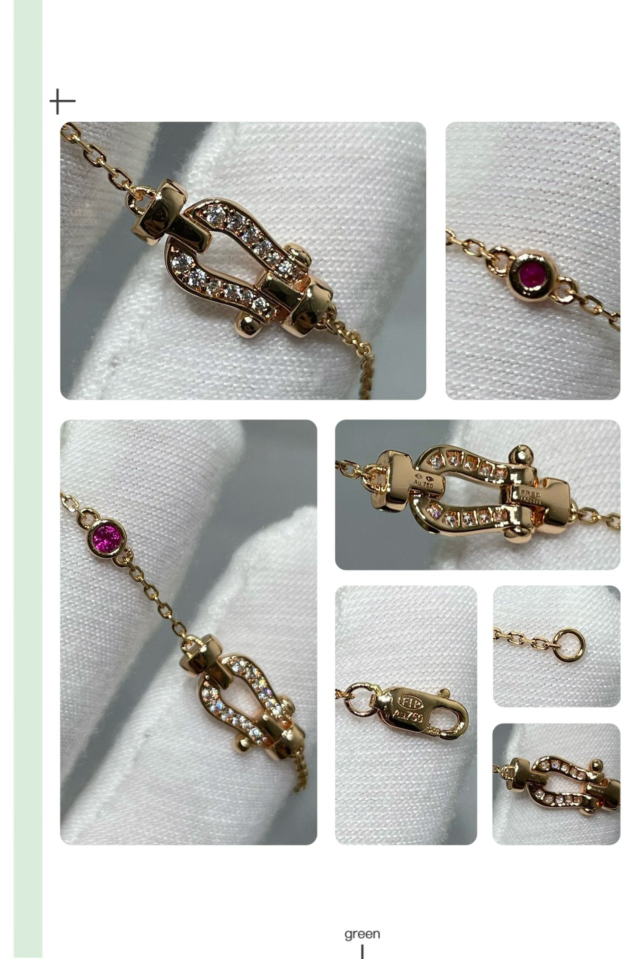 ˇGilded EraˇFORCE 10 DIAMOND CHAIN LINK PINK GOLD BRACELET