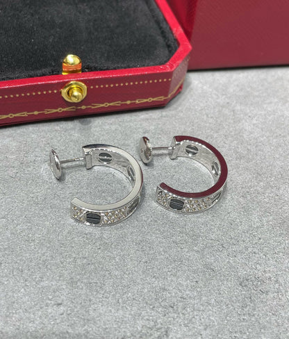 ˇGilded EraˇLOVE CERAMIC DIAMOND PAVED SILVER EARRINGS
