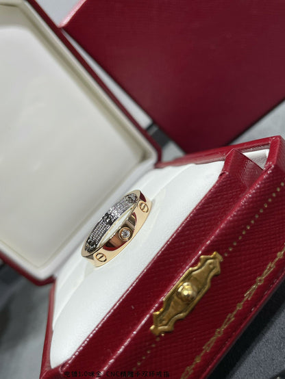 ˇGilded EraˇLOVE PINK GOLD SILVER DIAMOND DOUBLE RING