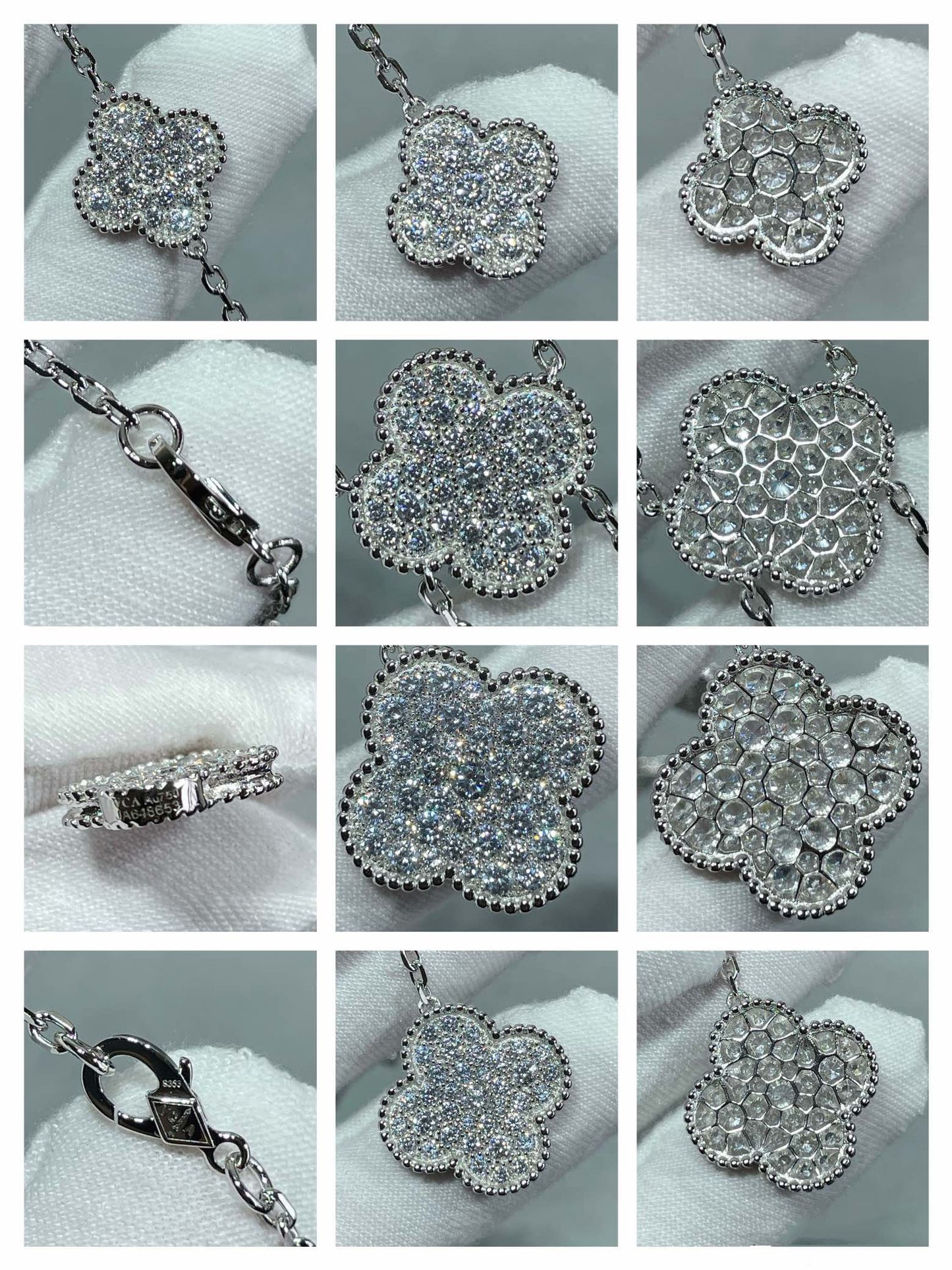 ˇGilded EraˇCLOVER 6 MOTIF DIAMOND PAVED NECKLACE