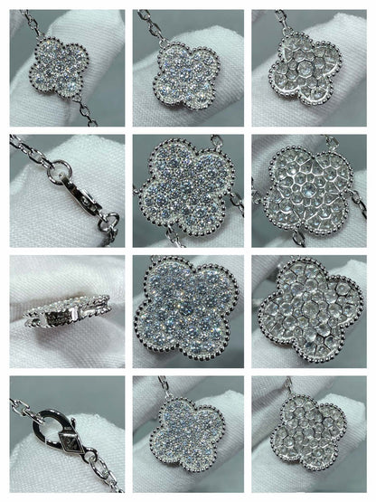 ˇGilded EraˇCLOVER 6 MOTIF DIAMOND PAVED NECKLACE