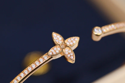 ˇGilded EraˇIDYLLE PINK GOLD OPEN BRACELET DIAMOND PAVED