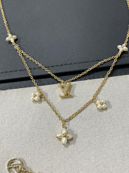 ˇGilded EraˇFLOWERGRAM GOLD MOP DOUBLE ROW NECKLACE