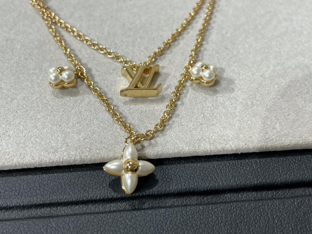 ˇGilded EraˇFLOWERGRAM GOLD MOP DOUBLE ROW NECKLACE