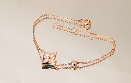 ˇGilded EraˇSTAR PINK MOP 1 DIAMOND PINK GOLD NECKLACE