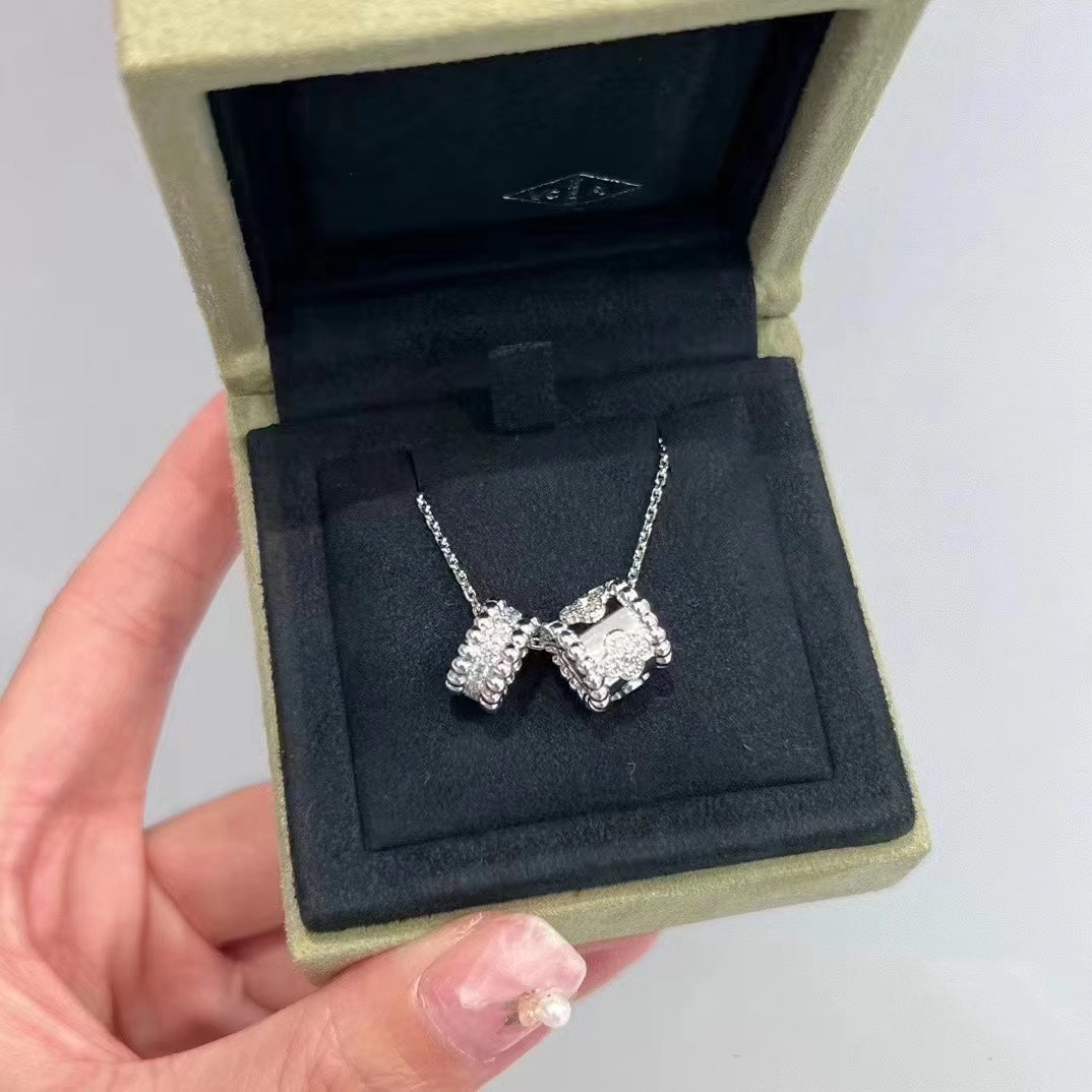 ˇGilded EraˇPERLEE DOUBLE PENDANT SILVER DIAMOND NECKLACE