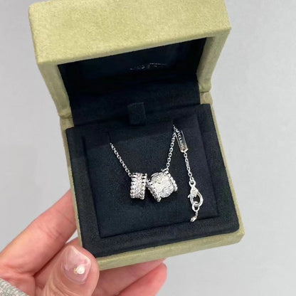 ˇGilded EraˇPERLEE DOUBLE PENDANT SILVER DIAMOND NECKLACE