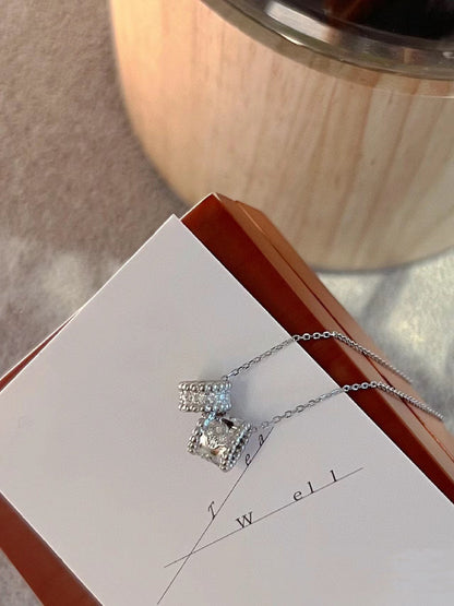 ˇGilded EraˇPERLEE DOUBLE PENDANT SILVER DIAMOND NECKLACE