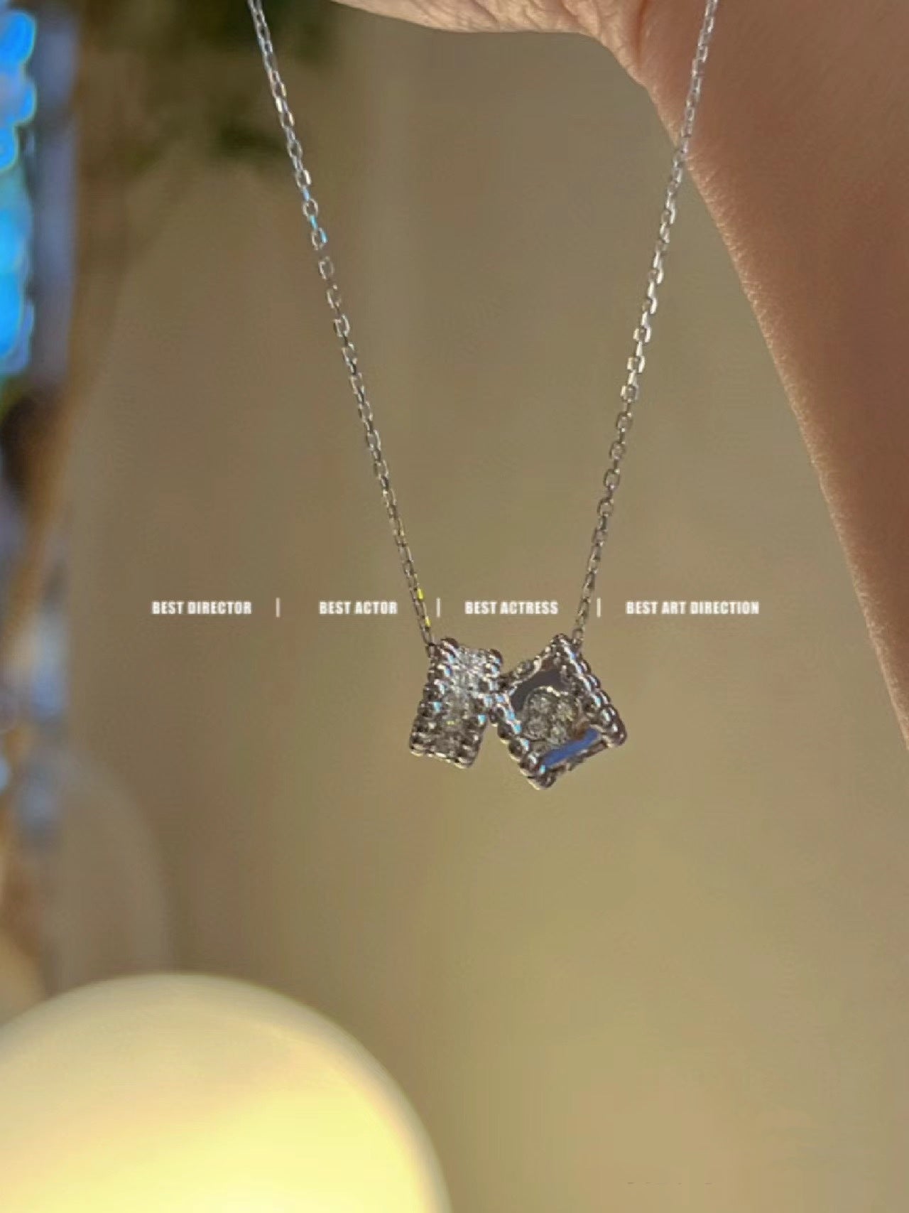 ˇGilded EraˇPERLEE DOUBLE PENDANT SILVER DIAMOND NECKLACE